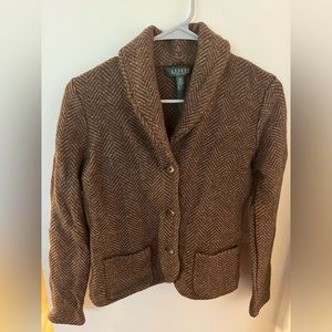 Ralph Lauren Button Down Tweed Petite Jacket